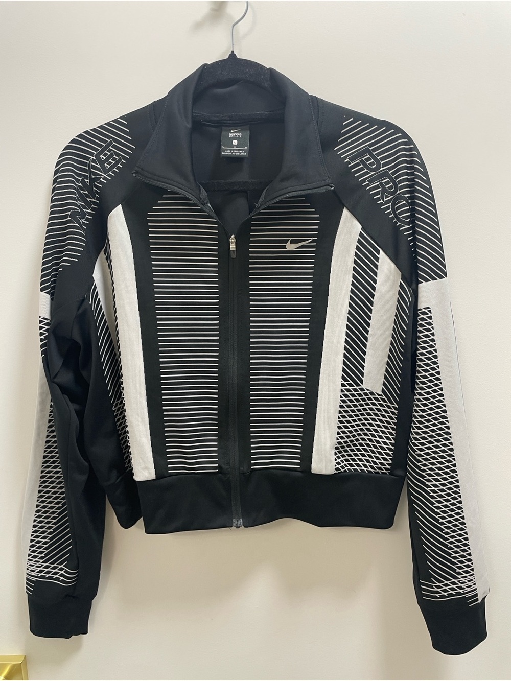 Nike Pro Dri-Fit Women’s Black & White Athletic Zip-Up Jacket